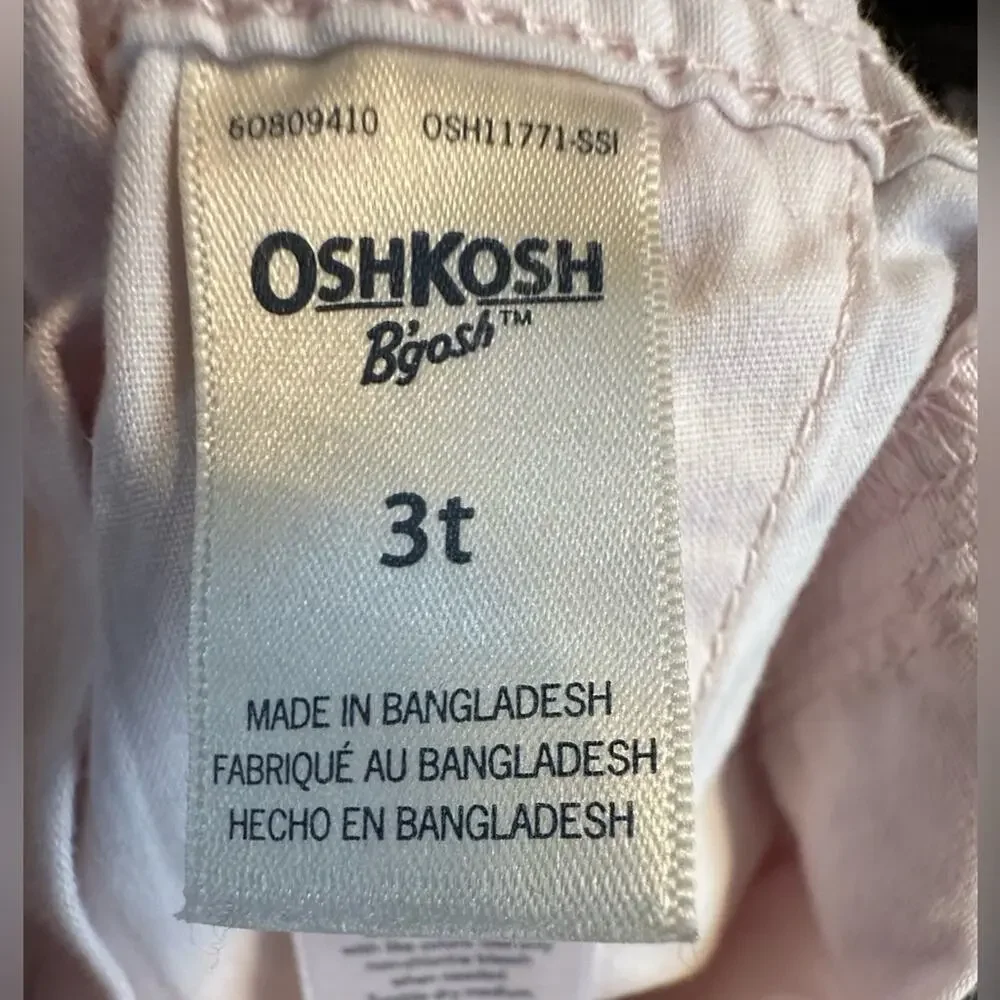 OshKosh B’gosh Toddler Girls Pink Shortalls Size 3T Denim Overalls